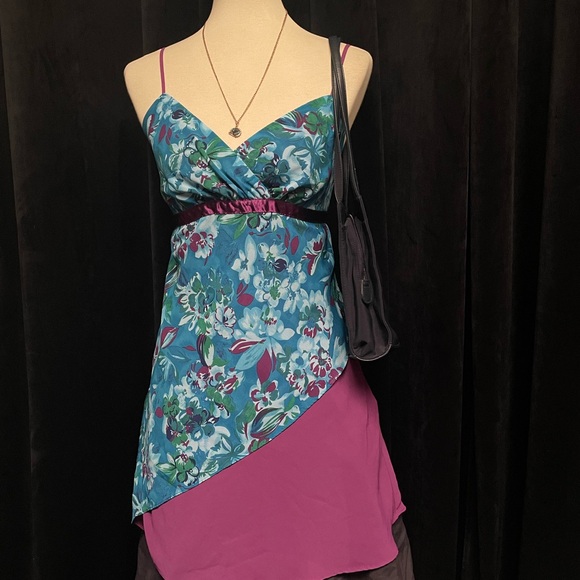 unknown Dresses & Skirts - Y2K Floral Blue and Purple Dress
